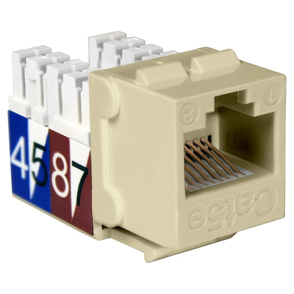 Quest Technology International Cat5E Slim-Style 90 Degree Keystone Jacks, 8P8C - Ivory NKJ-5507 - main